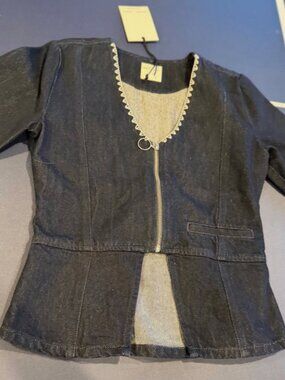 NWT seventy + mochi Lea Denim top Size S MSRP 208